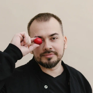 Sasha Rastegaev with radish
